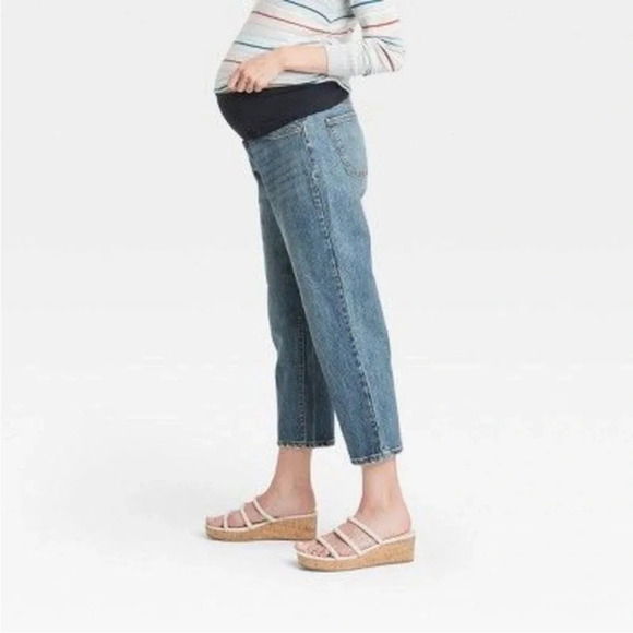 ✨NWT Isabel Maternity Medium Wash Vintage Straight Over Belly Jeans Plus Size 16 - Picture 3 of 12